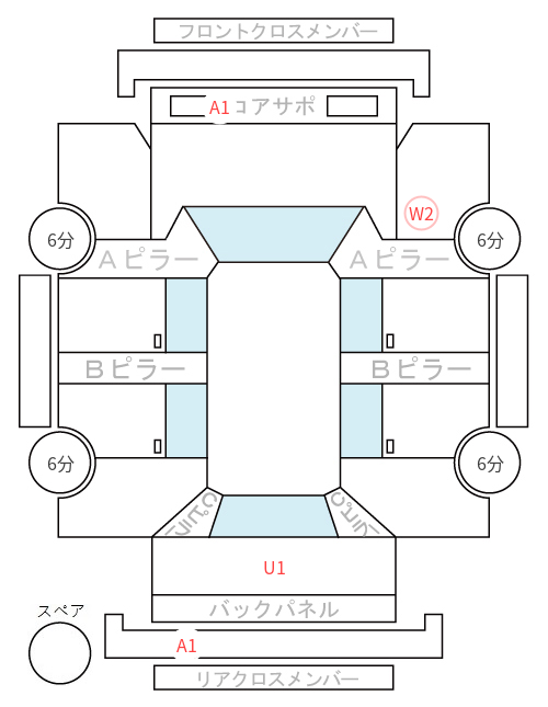 Body condition diagram (damage marks, Japanese labels)
