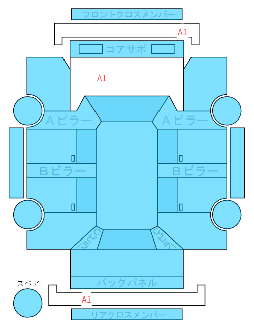 Body condition diagram (damage marks, Japanese labels)