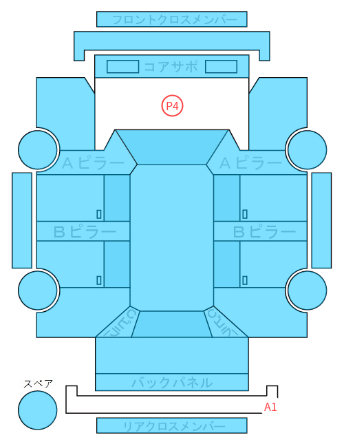 Body condition diagram (damage marks, Japanese labels)