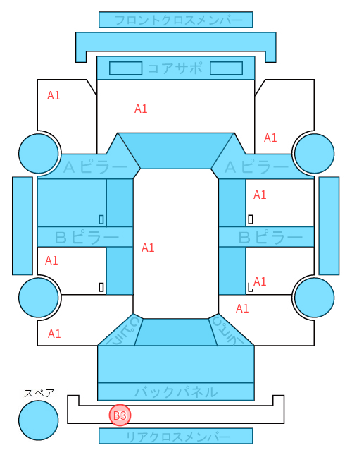 Body condition diagram (damage marks, Japanese labels)
