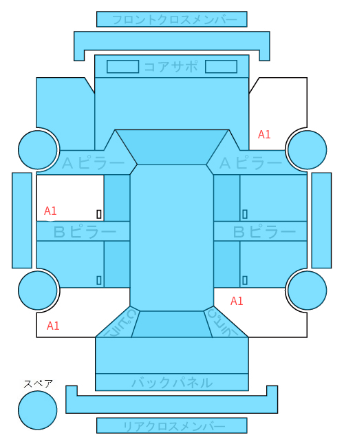 Body condition diagram (damage marks, Japanese labels)