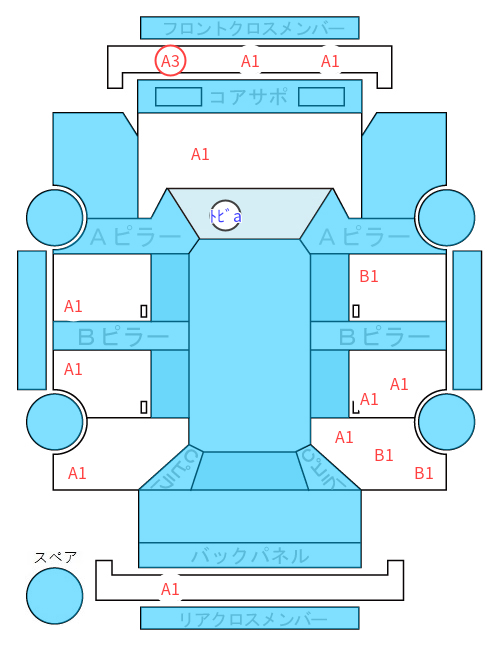 Body condition diagram (damage marks, Japanese labels)
