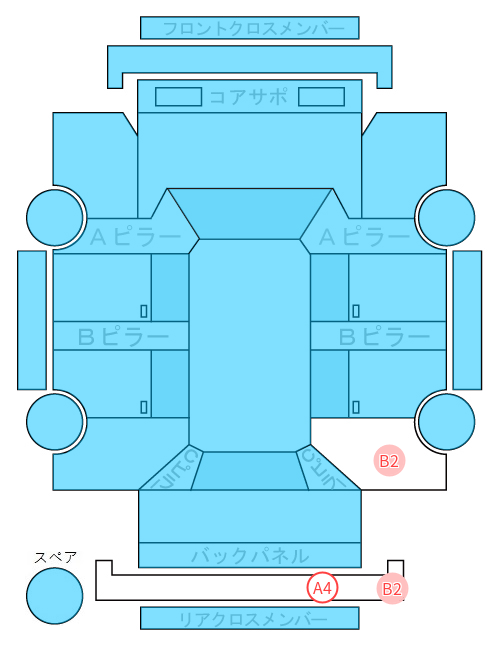 Body condition diagram (damage marks, Japanese labels)