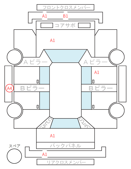 Body condition diagram (damage marks, Japanese labels)
