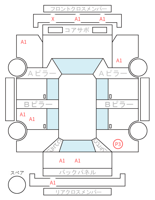 Body condition diagram (damage marks, Japanese labels)