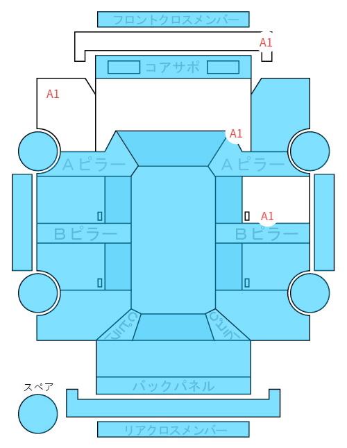 Body condition diagram (damage marks, Japanese labels)