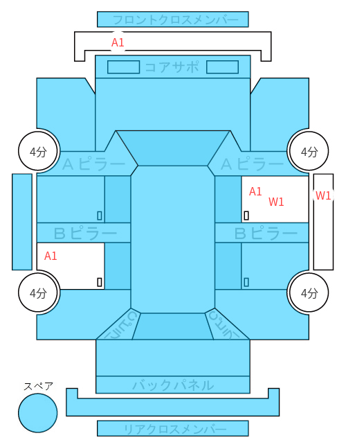 Body condition diagram (damage marks, Japanese labels)