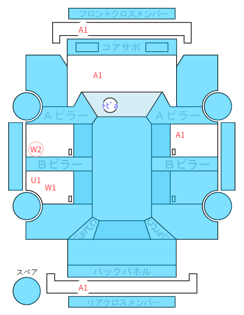 Body condition diagram (damage marks, Japanese labels)