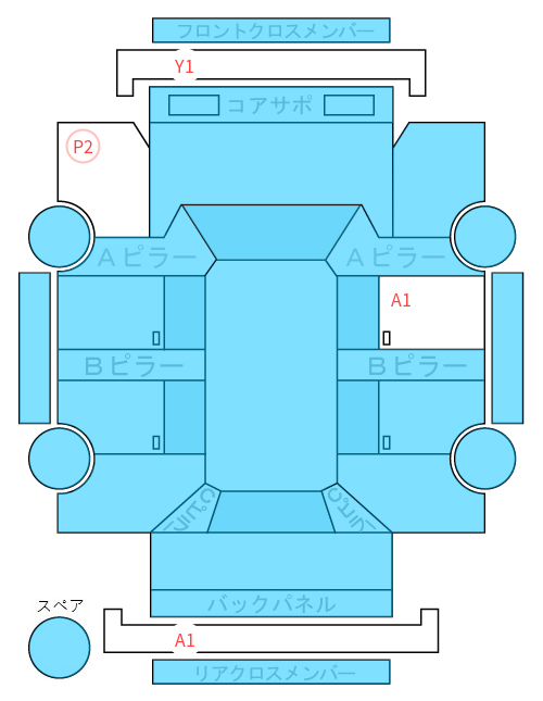 Body condition diagram (damage marks, Japanese labels)