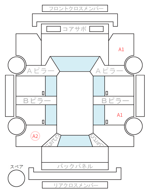 Body condition diagram (damage marks, Japanese labels)