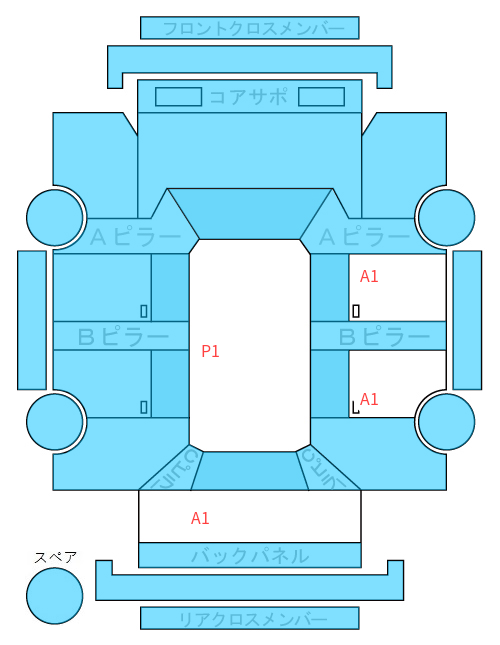 Body condition diagram (damage marks, Japanese labels)