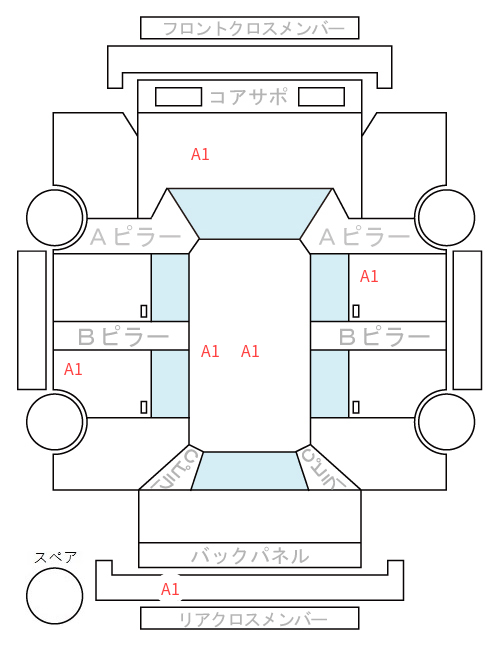 Body condition diagram (damage marks, Japanese labels)