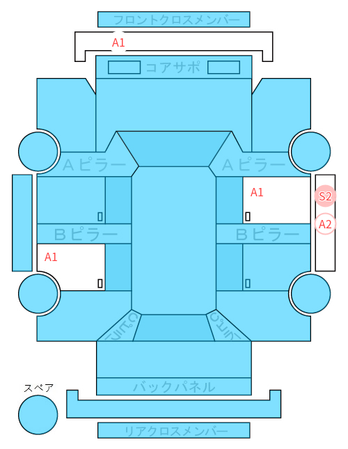 Body condition diagram (damage marks, Japanese labels)
