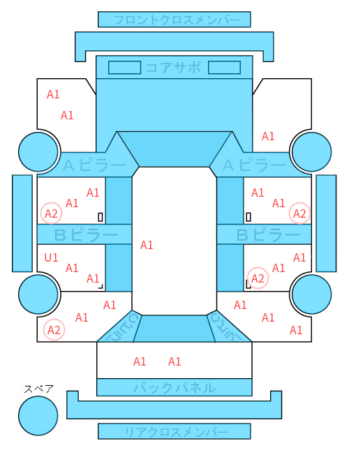 Body condition diagram (damage marks, Japanese labels)