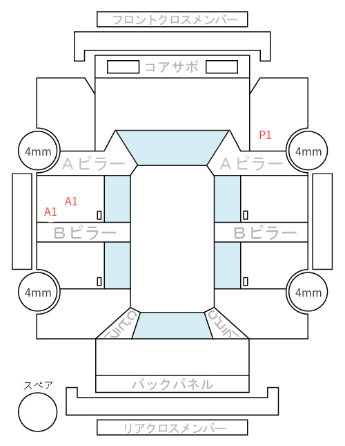 Body condition diagram (damage marks, Japanese labels)