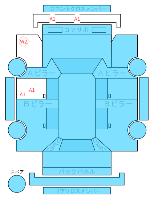 Body condition diagram (damage marks, Japanese labels)