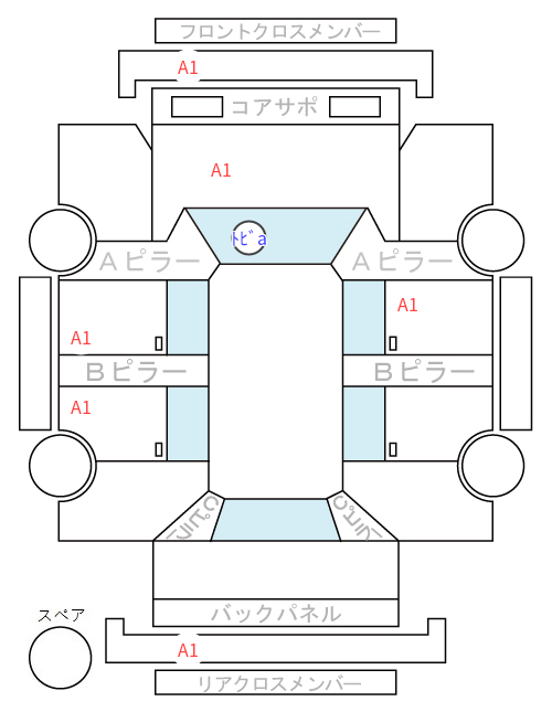 Body condition diagram (damage marks, Japanese labels)