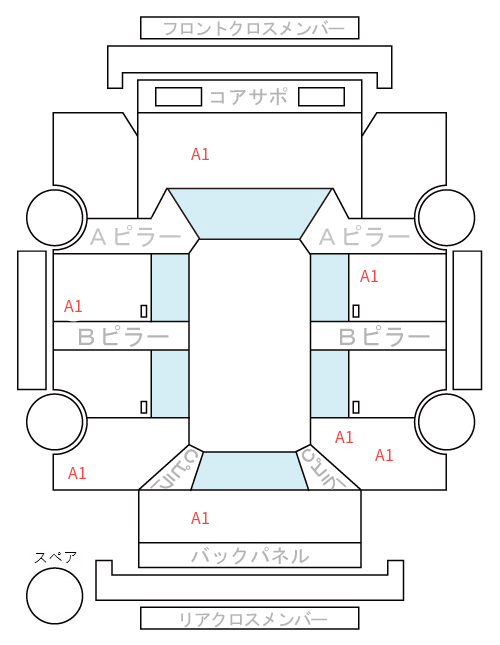 Body condition diagram (damage marks, Japanese labels)