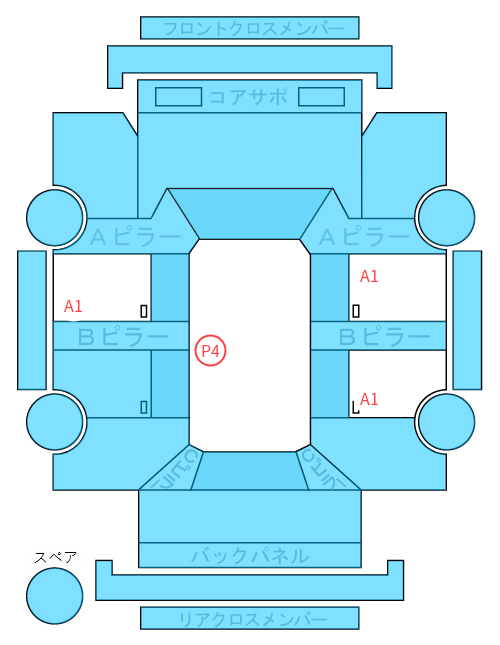 Body condition diagram (damage marks, Japanese labels)