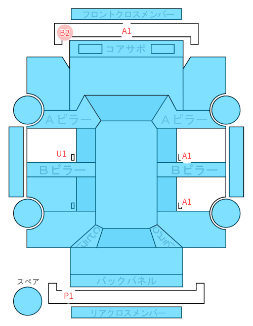 Body condition diagram (damage marks, Japanese labels)