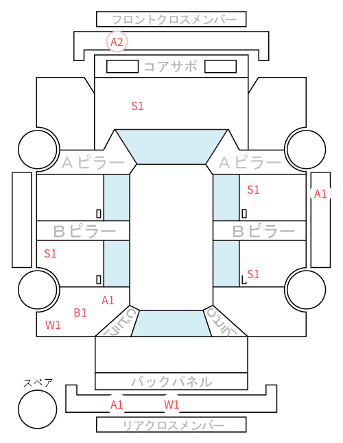 Body condition diagram (damage marks, Japanese labels)