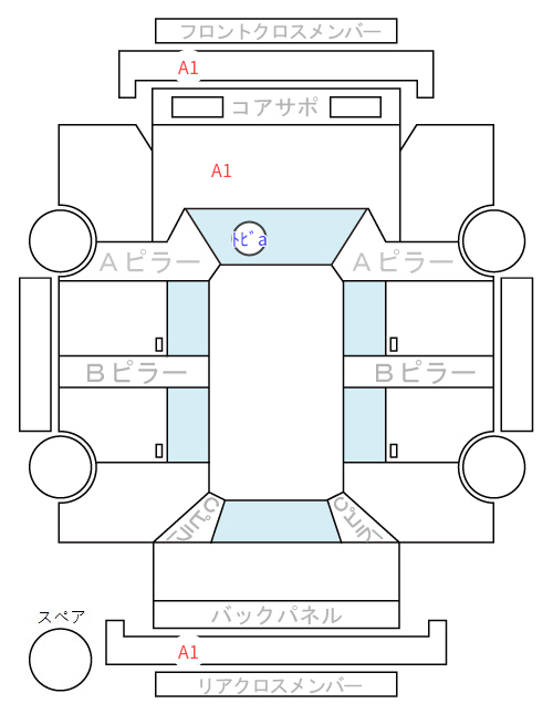 Body condition diagram (damage marks, Japanese labels)