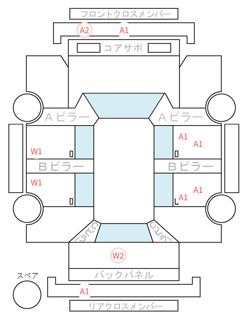 Body condition diagram (damage marks, Japanese labels)