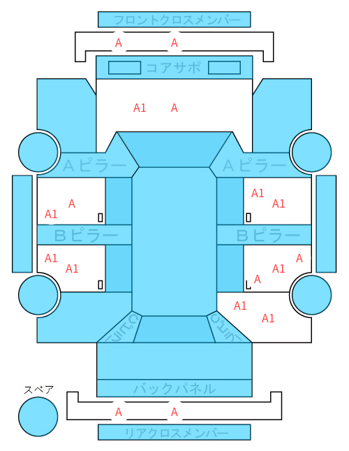 Body condition diagram (damage marks, Japanese labels)