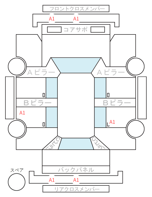 Body condition diagram (damage marks, Japanese labels)