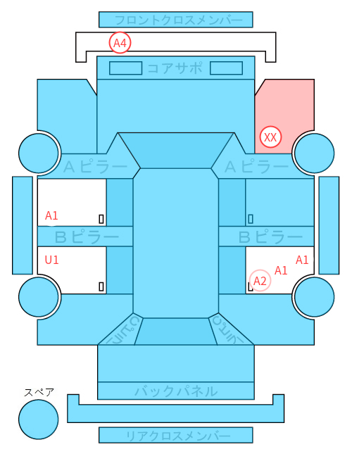 Body condition diagram (damage marks, Japanese labels)