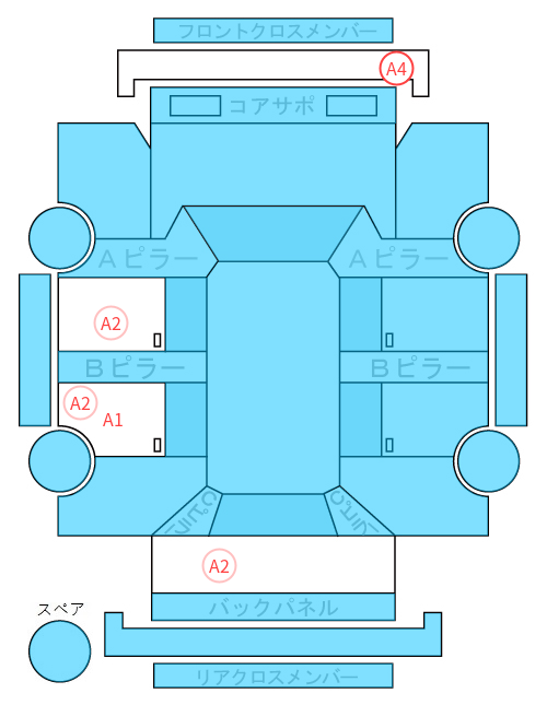 Body condition diagram (damage marks, Japanese labels)
