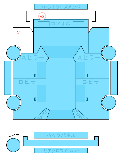 Body condition diagram (damage marks, Japanese labels)