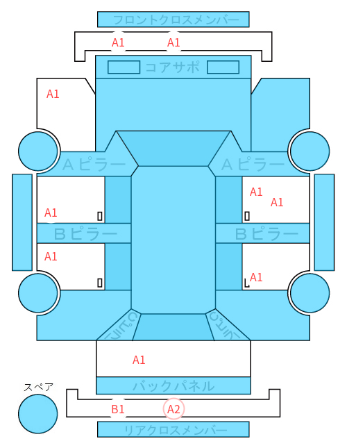 Body condition diagram (damage marks, Japanese labels)