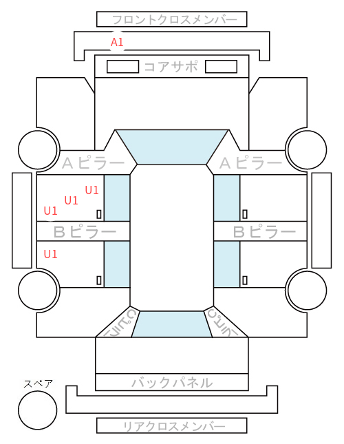 Body condition diagram (damage marks, Japanese labels)