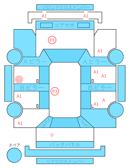 Body condition diagram (damage marks, Japanese labels)