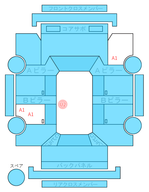 Body condition diagram (damage marks, Japanese labels)