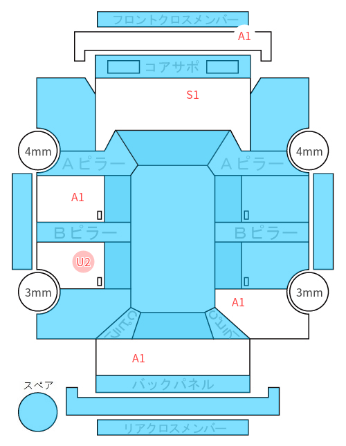 Body condition diagram (damage marks, Japanese labels)