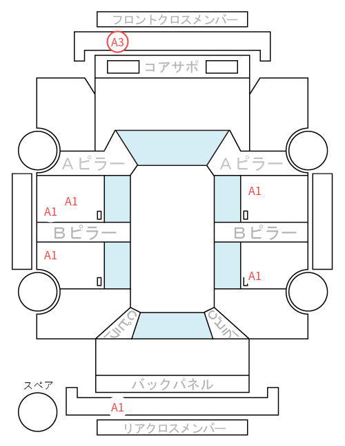 Body condition diagram (damage marks, Japanese labels)