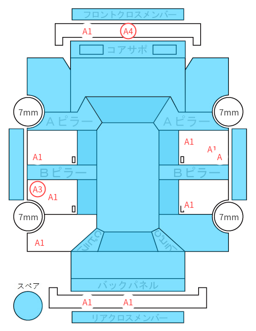 Body condition diagram (damage marks, Japanese labels)