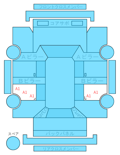 Body condition diagram (damage marks, Japanese labels)