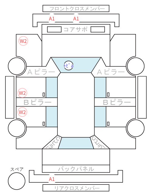 Body condition diagram (damage marks, Japanese labels)