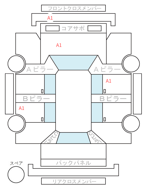 Body condition diagram (damage marks, Japanese labels)
