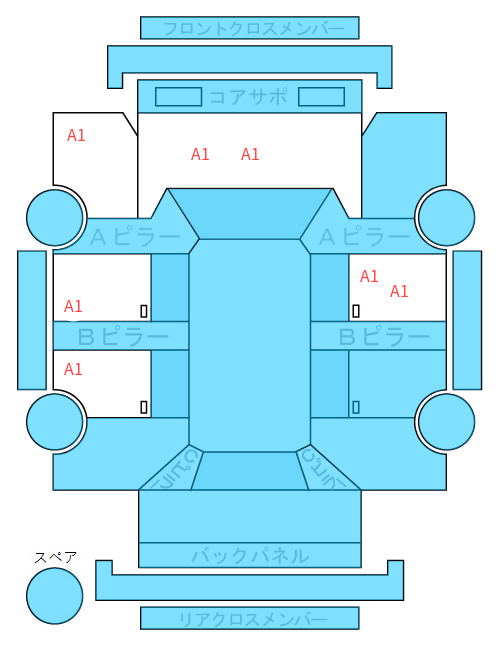 Body condition diagram (damage marks, Japanese labels)