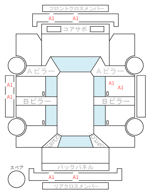 Body condition diagram (damage marks, Japanese labels)