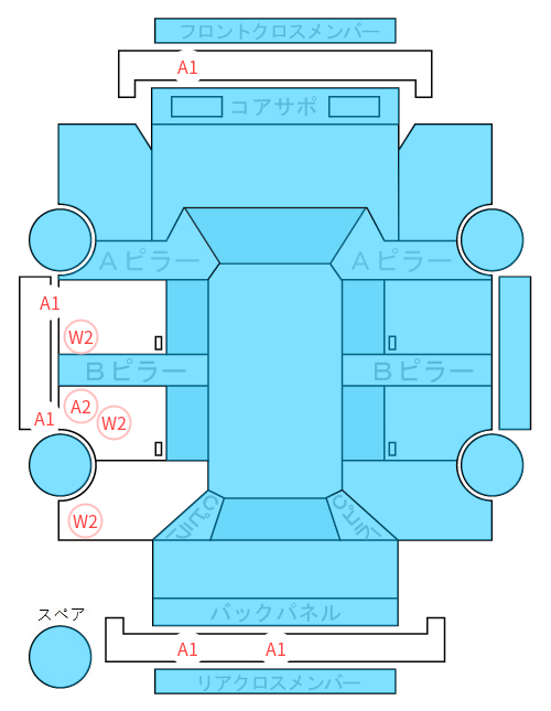 Body condition diagram (damage marks, Japanese labels)