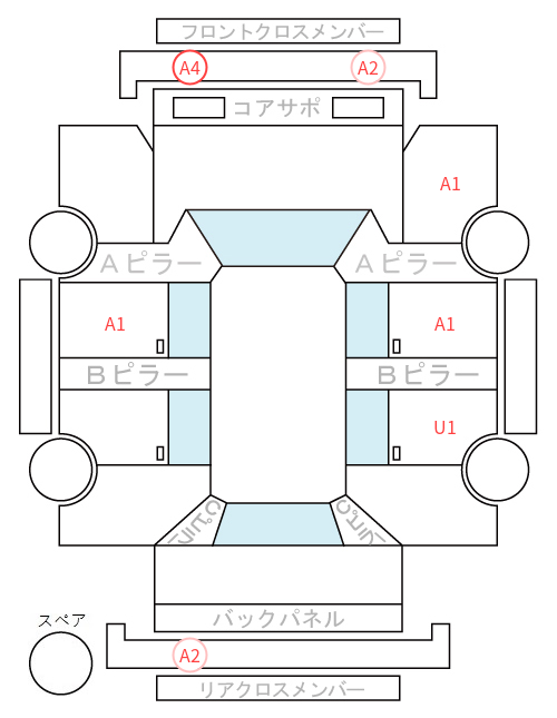 Body condition diagram (damage marks, Japanese labels)