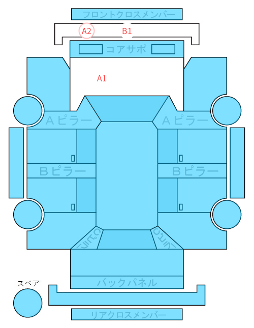 Body condition diagram (damage marks, Japanese labels)