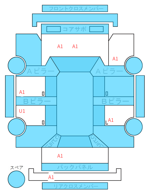 Body condition diagram (damage marks, Japanese labels)