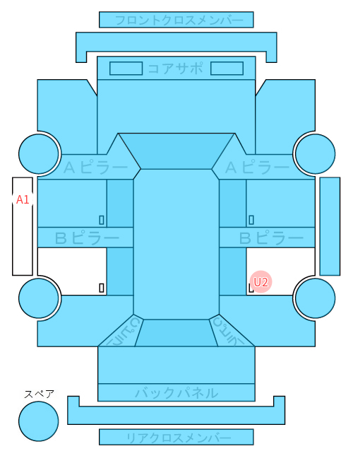 Body condition diagram (damage marks, Japanese labels)