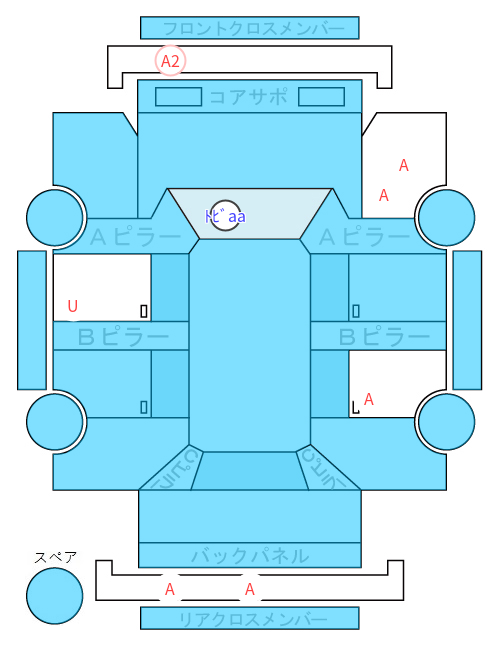 Body condition diagram (damage marks, Japanese labels)